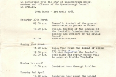 Program of events Queenborough Twinning in Brielle 1968